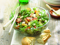 Layered Israeli Spiced Tomato & Chickpea Salad with Yogurt Sauce